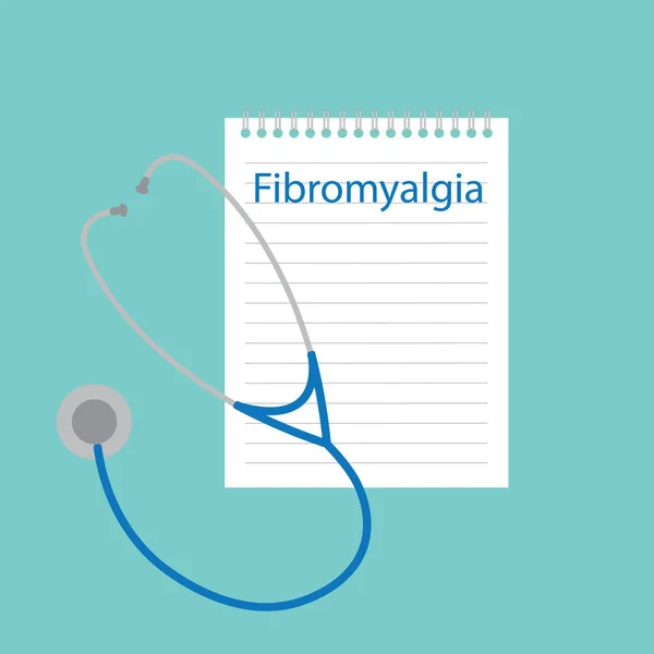 Fibromialgia Napisane Ilustracja Notebook Wektor — Wektor stockowy