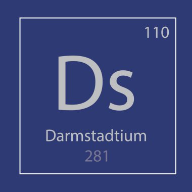 Darmstadtium Ds kimyasal element simgesi-vektör çizim