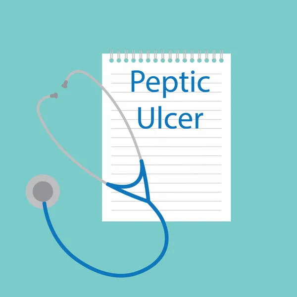 Peptic Ulcer Written Notebook Vector Illustration — Stock Vector