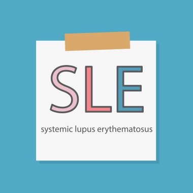 SLE Sistemik Lupus Eritematozus bir defter kağıt-vektör çizim içinde yazılı