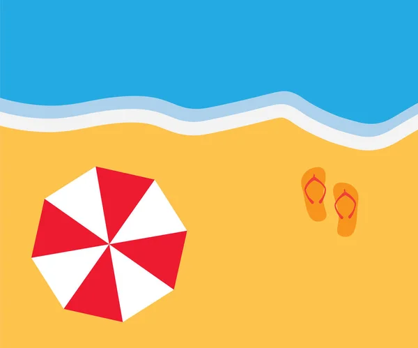 Пляж Парасолькою Фліп Флопс Вид Зверху Векторні Ілюстрації — стоковий вектор