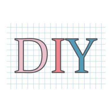 Kareli Kağıt levha-vektör çizim üzerinde yazılı DIY (Do It Yourself)