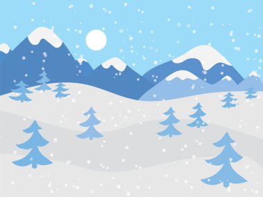 Kış dağ manzara-vektör çizim