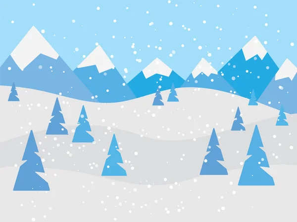 Ландшафтно Векторная Иллюстрация Зимних Гор — стоковый вектор