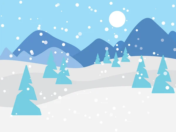 Inverno Paisagem Montanha Ilustração Vetorial — Vetor de Stock