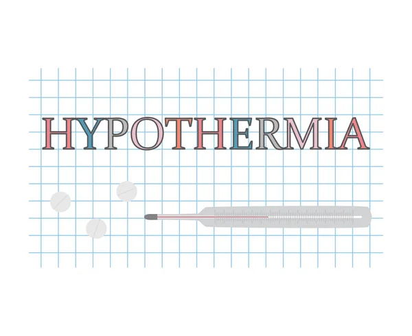 Kareli Kağıt Levha Vektör Çizim Hipotermi Kelime — Stok Vektör
