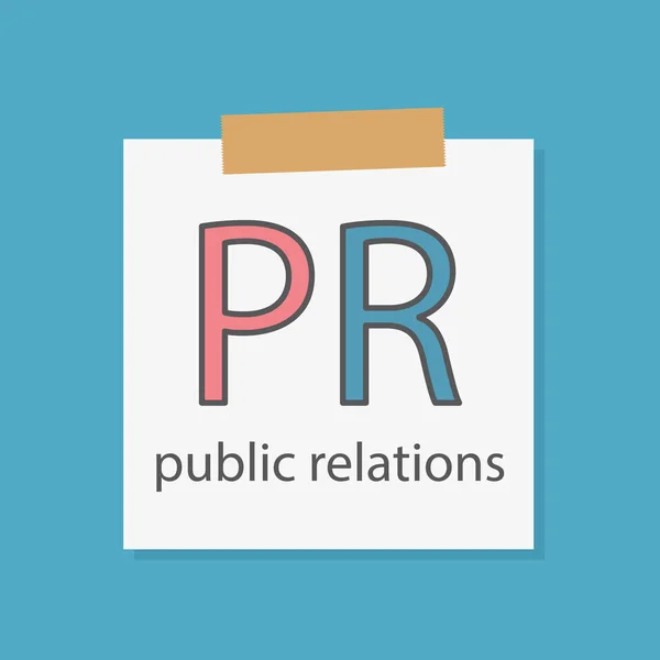 PR Public Relations written in a notebook paper- vector illustration