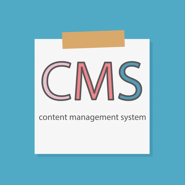 Cms 内容管理系统写在笔记本纸 矢量插图 — 图库矢量图片