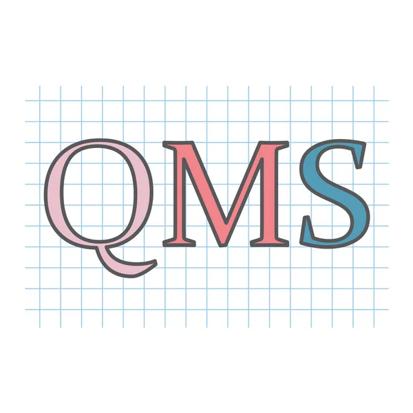 Qms Quality Management System Acrónimo Escrito Papel Cuadros — Vector de stock