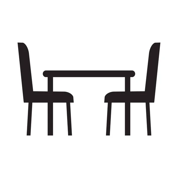 Tabela Cadeiras Ícone Vetor Ilustração — Vetor de Stock