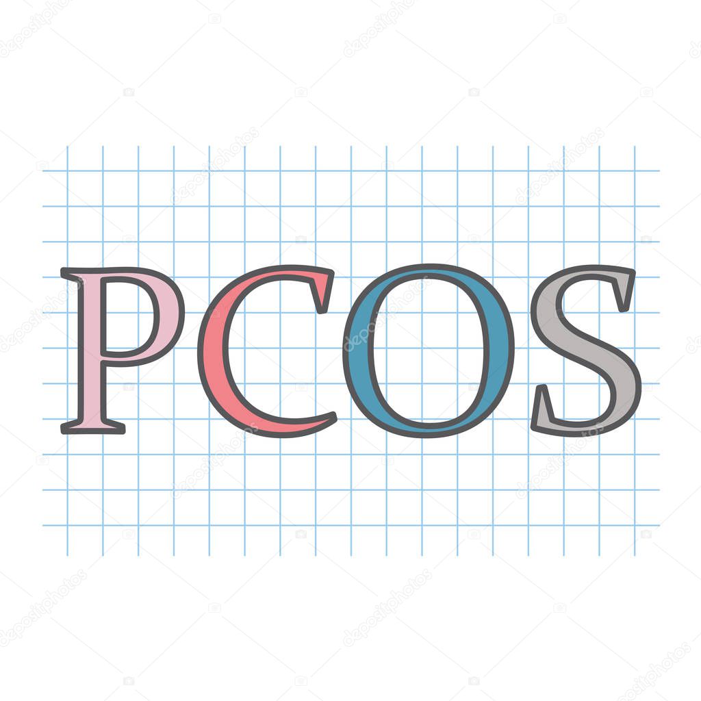 PCOS (Polycystic ovary syndrome) acronym written on checkered paper