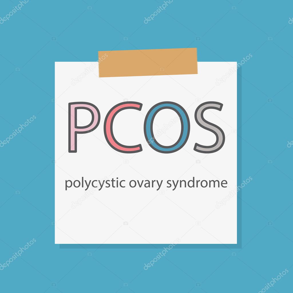 PCOS Polycystic ovary syndrome written in a notebook paper- vector illustration