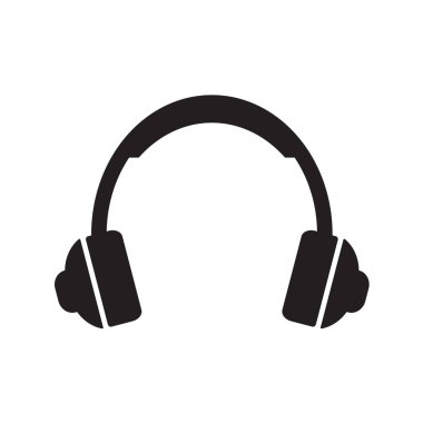 siyah kulaklık simge vektör çizim