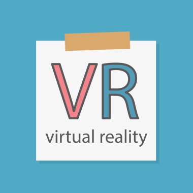 Bir defter kağıt-vektör çizim yazılı Vr sanal gerçeklik