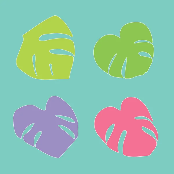 Hojas Palmera Monstera Planta Tropical Vector Ilustración — Archivo Imágenes Vectoriales