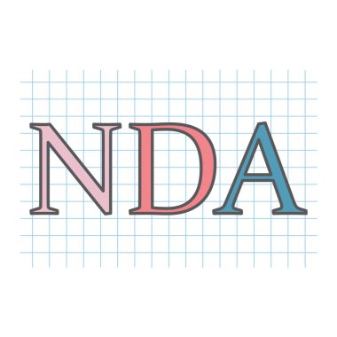 Nda (sigara gizlilik anlaşması) kısaltma Kareli kağıt-vektör çizim üzerinde yazılı