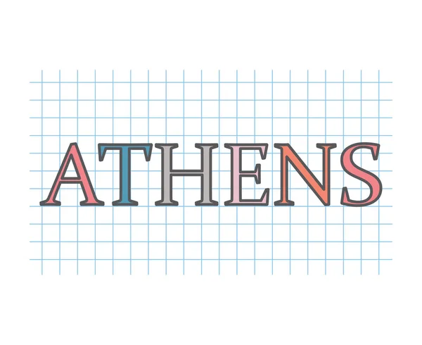 Athens Auf Kariertem Papier Textur Vektor Illustration — Stockvektor