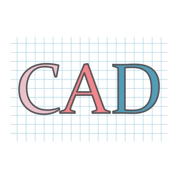 Аббревиатура Cad Cad Aided Design Написана Чеканном Бумажном Листе Векторной — стоковый вектор