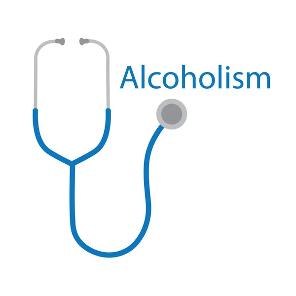 Alkoholismus Wort Und Stethoskop Icon Vektor Illustration — Stockvektor