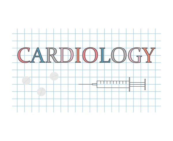 Cardiology Word Checkered Paper Sheet Vector Illustration — Stock Vector