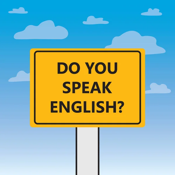Spreek Engels Geschreven Een Billboard Vector Illustratie — Stockvector