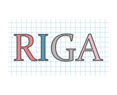 Kareli kağıt doku-vektör çizim üzerinde Riga kelime