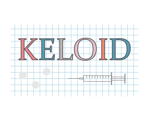 Слово Keloid Картатому Паперовому Листі Векторні Ілюстрації — стоковий вектор