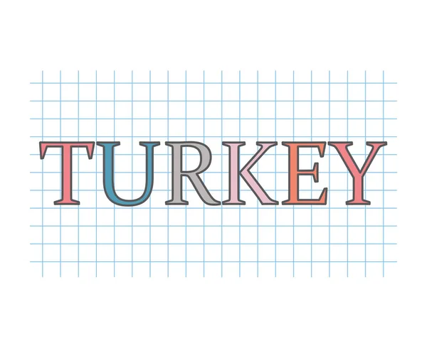 Turquía Palabra Sobre Textura Papel Cuadros Vector Ilustración — Vector de stock