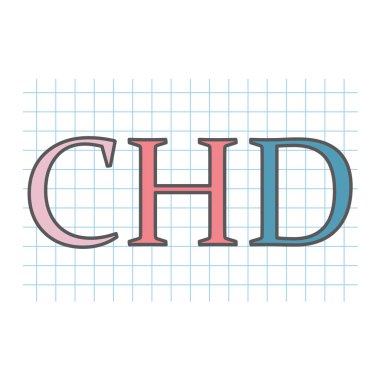 Kareli kağıt-vektör çizim üzerinde yazılı Chd (konjenital kalp defekti) kısaltma