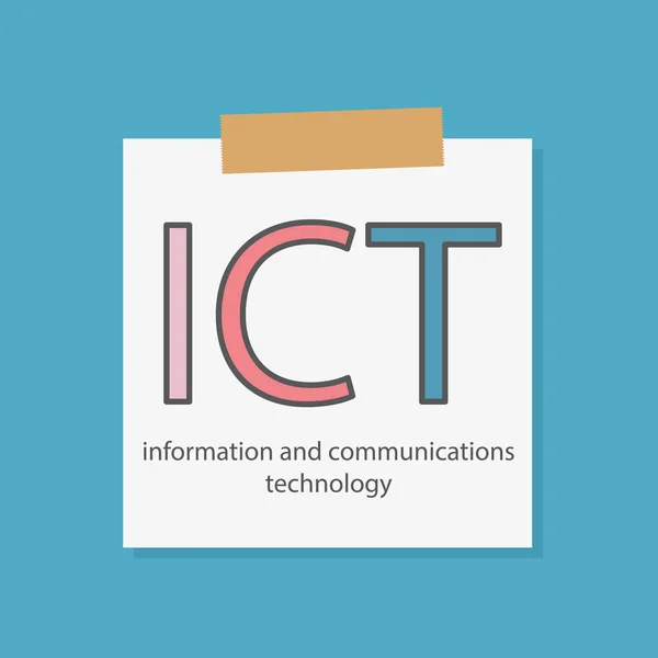 Ict Information Communications Technology Written Notebook — Stock Vector