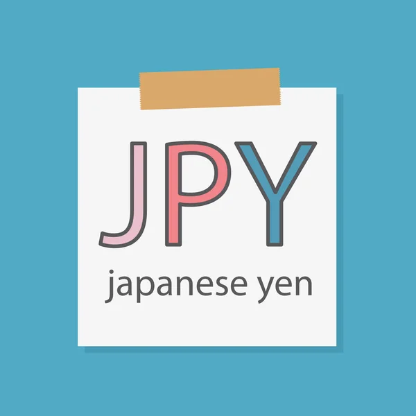 Jpy Yen Japonés Escrito Cuaderno Papel Vector Ilustración — Vector de stock