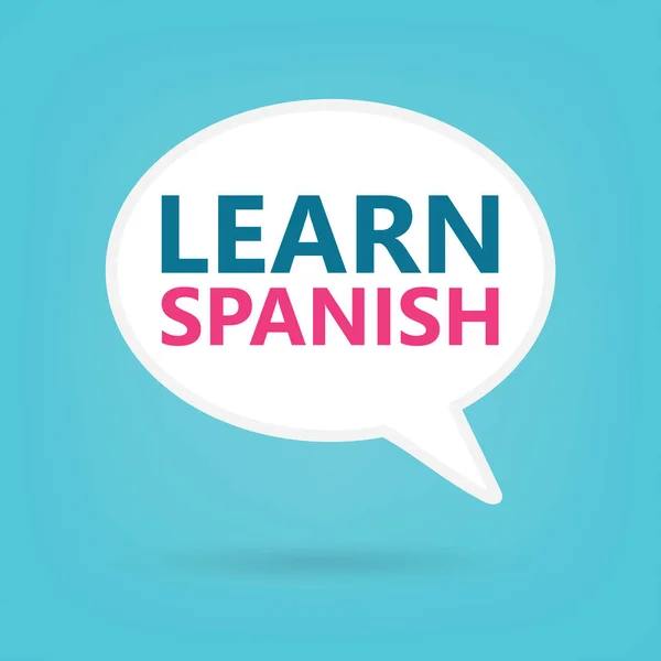 Bir Konuşma Balonu Vektör Çizim Üzerinde Yazılı Spanyolca Öğrenin — Stok Vektör