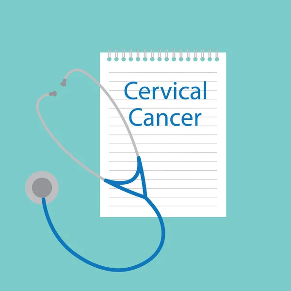 Cáncer Cervical Escrito Cuaderno Ilustración Vectorial — Vector de stock