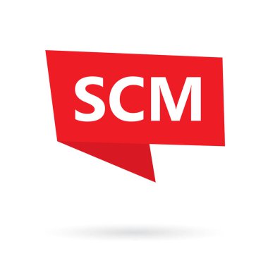 SCM (tedarik zinciri yönetimi) kısaltma bir etiket-vektör çizim üzerinde