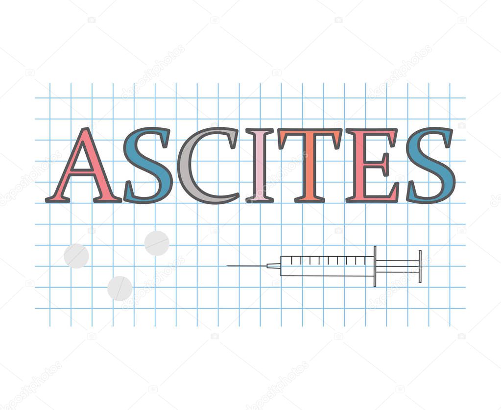 Ascites word on checkered paper sheet- vector illustration