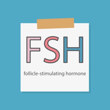 FSH Follicle-stimulating hormone written on a notebook paper- vector illustration clipart
