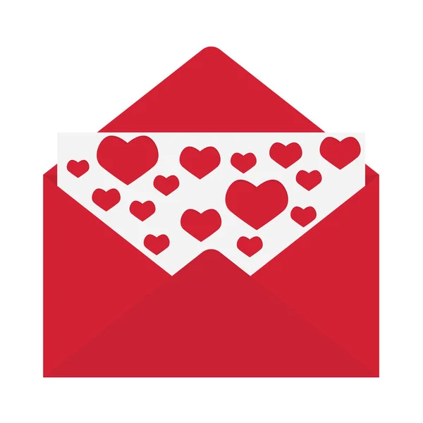 Valentinstag Umschlag Mit Herzen Vektorillustration — Stockvektor