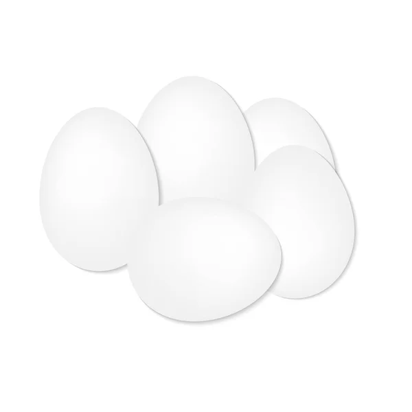 Haufen Weißer Eier Auf Weißem Hintergrund Vektorillustration — Stockvektor