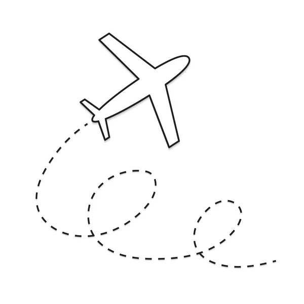 Flugzeug Mit Routenbezeichnung Vektorillustration — Stockvektor