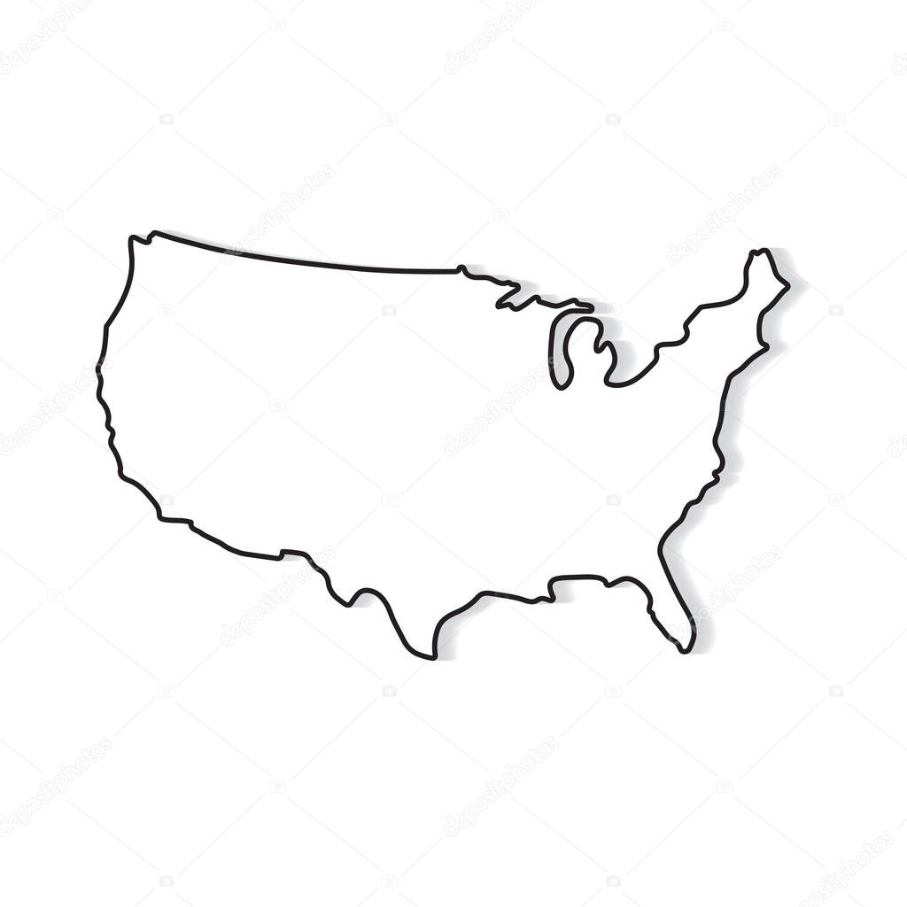 black and white map of United States- vector illustration