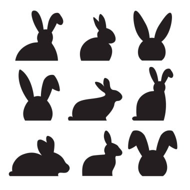 Paskalya tavşanı siluet vektör çizim