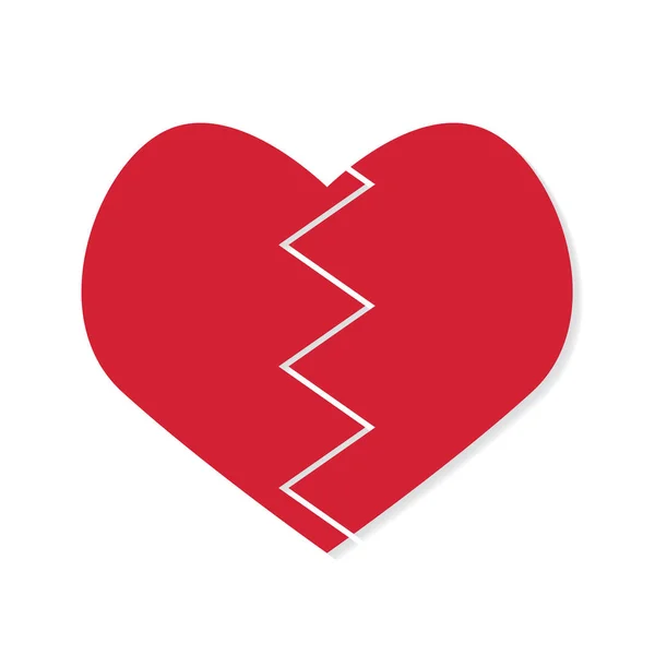 Illustrazione icon- vettore cuore spezzato rosso — Vettoriale Stock