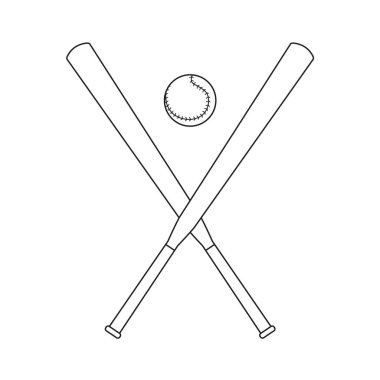 çapraz beyzbol sopaları ve top vektör çizim