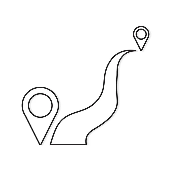 Straße mit Pinzeiger-Icon-Vektor-Illustration — Stockvektor