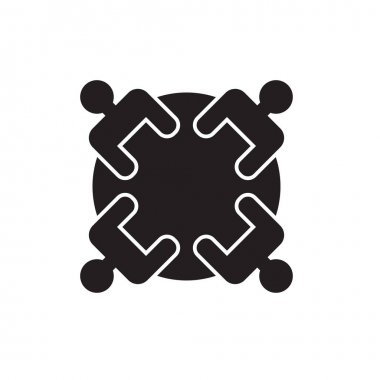 yuvarlak masa simgesi- vektör çizimetrafında insanlar