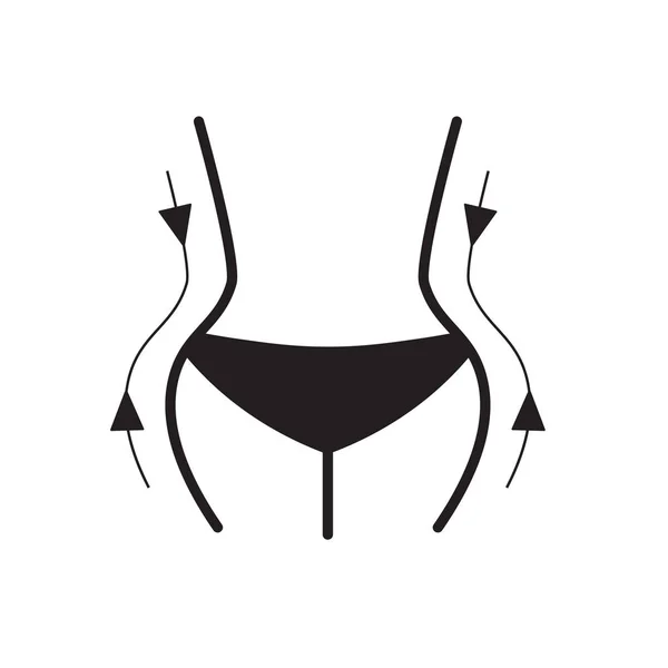 Bochtige vrouw silhouet, gewicht verlies pictogram-vector illustratie — Stockvector