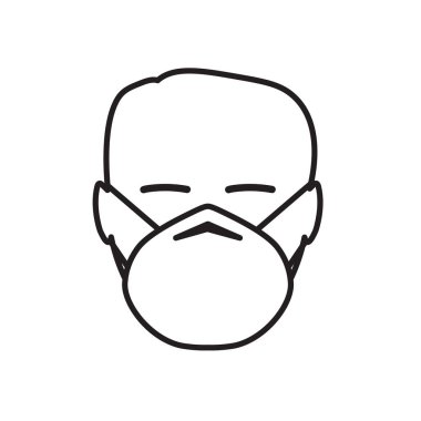 sis maskesi simgesi giyen adam- vektör illüstrasyon