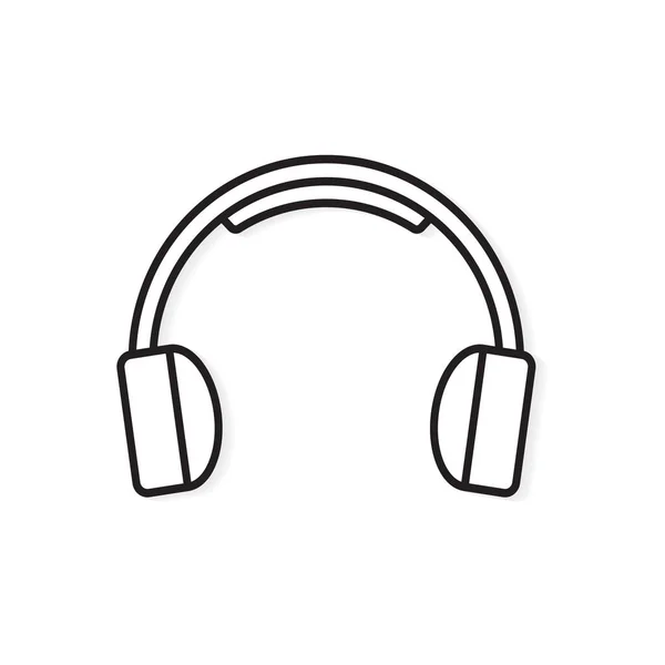 Schwarz-weiße Icon-Vektor-Illustration für Kopfhörer — Stockvektor