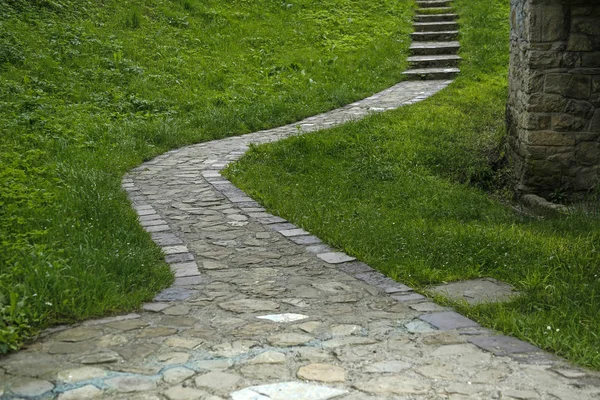 Caminho de pedra curvo no jardim — Fotografia de Stock