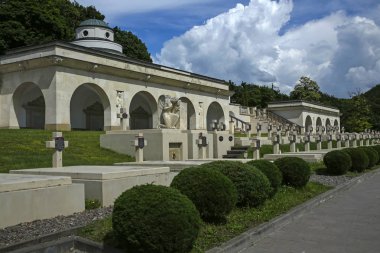 Lviv, Ukrayna - 2 Haziran 2019: Lww Eaglets Mezarlığı, Lychakiv Mezarlığı'nın bir parçası. Lviv'in en eski tarihi nekropolü..